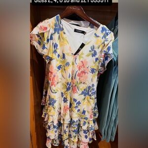 Ralph Lauren Cream Dress with Floral Accents size 6